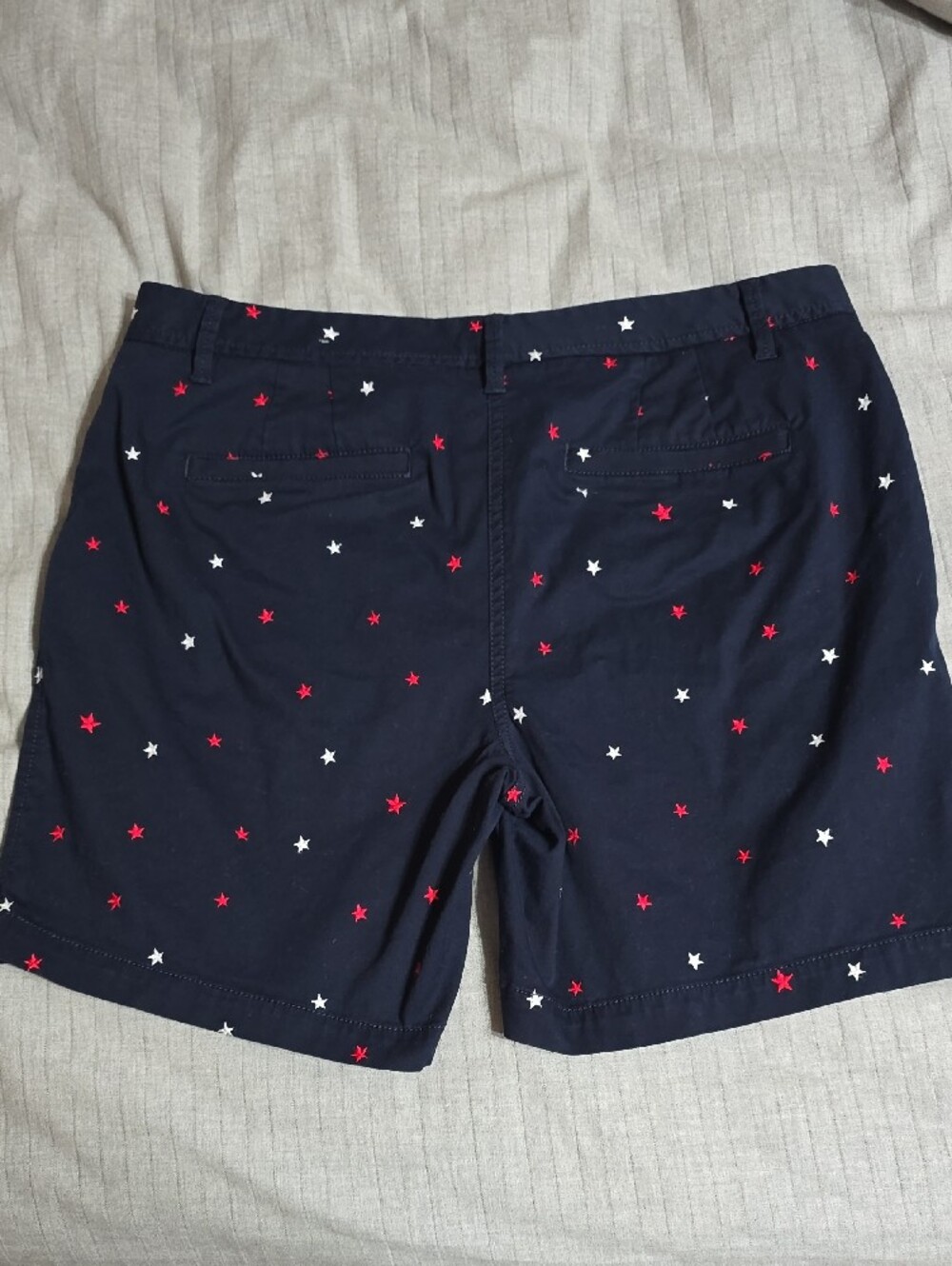 Talbots Navy Star-Print Cotton Chino Shorts - Picture 2 of 5